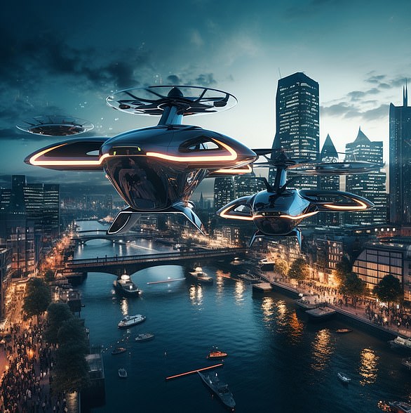 Air taxis will become a fixture in the urban landscape (Midjourney/Rob Waugh)