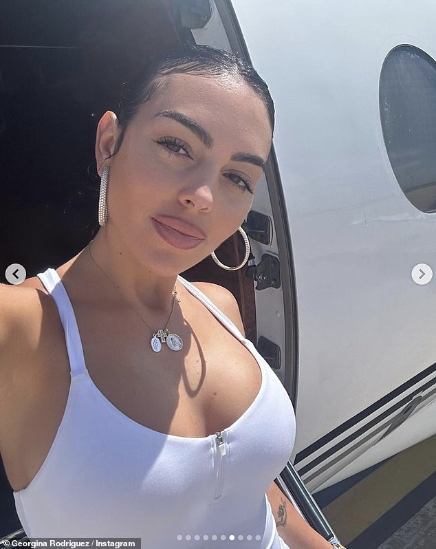 Swanky: Georgina Rodriguez shared an insight into her enviable lifestyle in September when she gave a glimpse of her and Cristiano's private jet