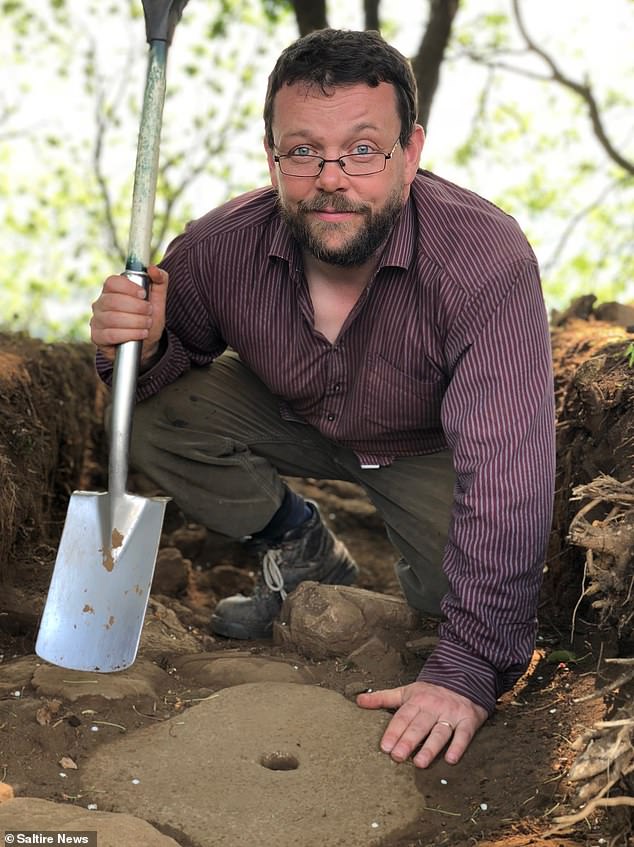 The cottage is a former inn built in the 17th century, and resident Jennifer Orr had no idea the ancient road was buried in her garden until he was approached by archaeologist Murray Cook (pictured).  He thought the road might pass through there and arranged for excavation