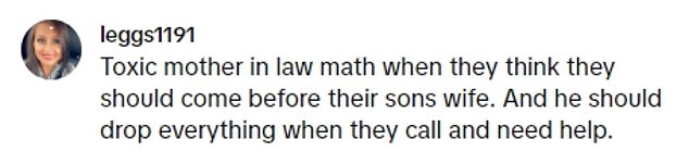 Janelle's video seemed to affect many daughters-in-law as people flooded the comments section online complaining about their partner's mother