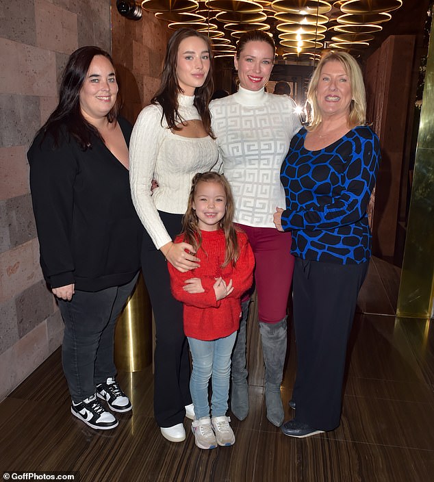 Family: Kiera beamed as she posed with her mother Bernie, her sisters India and Shannon – and Shannon's young daughter Nora, who she shares with her husband Kevin