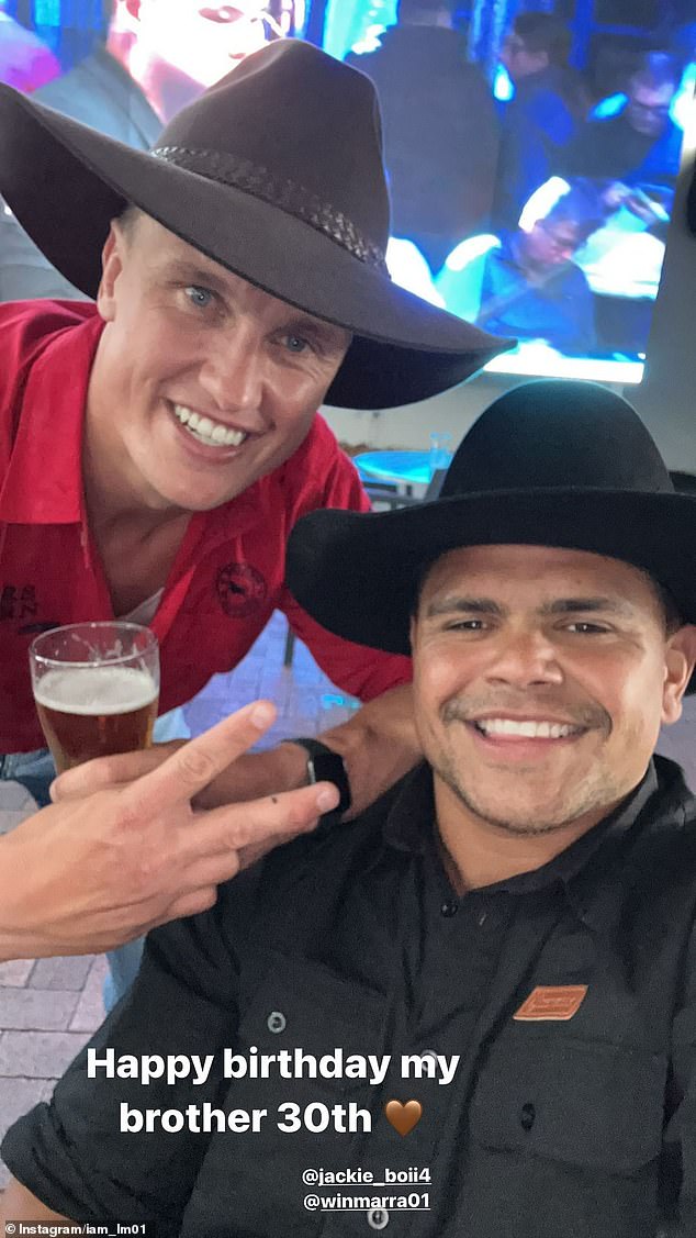 Wighton and Mitchell were out to celebrate the former Raiders star's 30th birthday