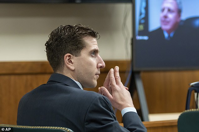 Bryan Kohberger listens to arguments during a hearing in Moscow, Idaho, on October 26, 2023, when the judge declined to dismiss a grand jury indictment against him