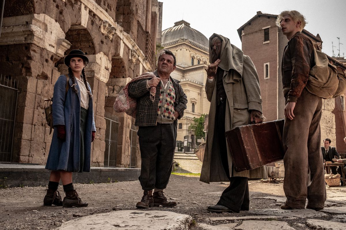 (L-R) Aurora Giovinazzo, Giancarlo Martini, Claudio Santamaria and Pietro Castellitto in Freaks vs.  the Reich.