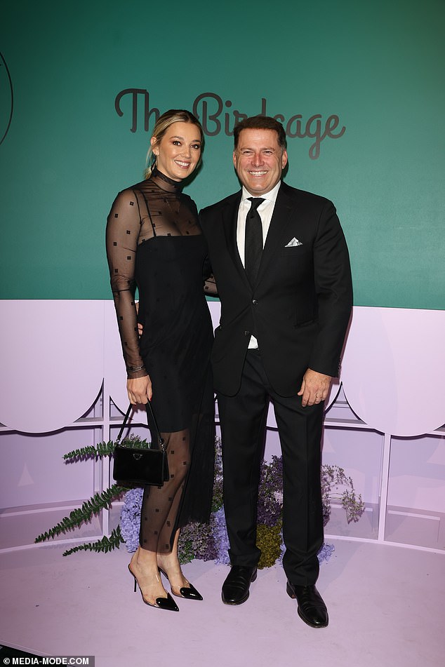 Joining Christian at The Birdcage was his father's colleague Karl Stefanovic, who was all smiles with his glamorous wife Jasmine on his arm