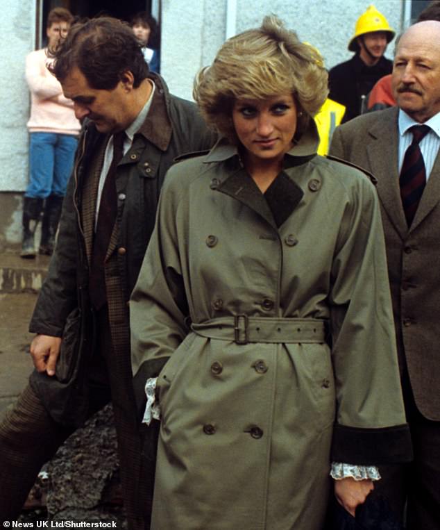 Diana would turn to her collection of stylish outerwear.  When she visited Wales in October 1987, she used a belt to accentuate her waist