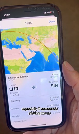 She added: 'You can check your terminal and gate, whether it is on time, departure time, arrival time and how long your flight is'