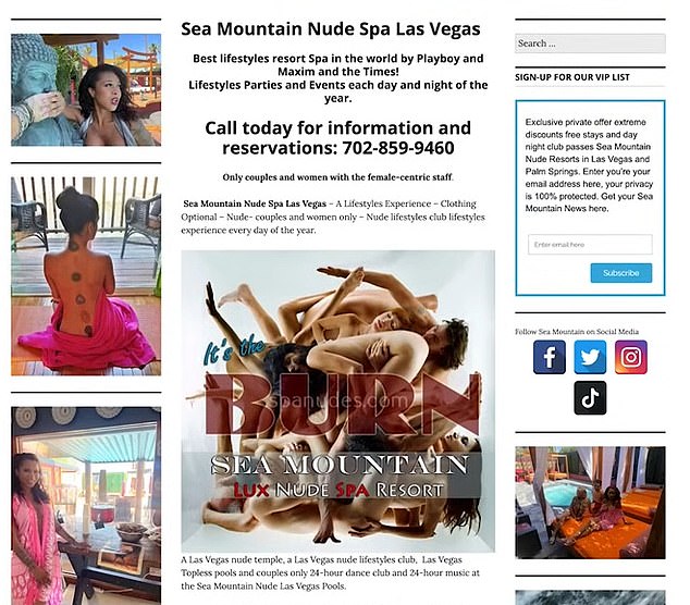 But the other, where it is titled Sea Mountain Spa Las Vegas, is awash with images of naked bodies in compromising poses.