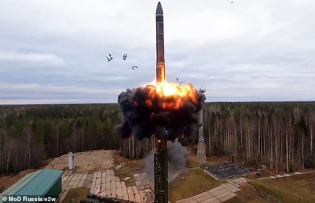 Launch of the Sarmat intercontinental ballistic missile on April 20, 2022