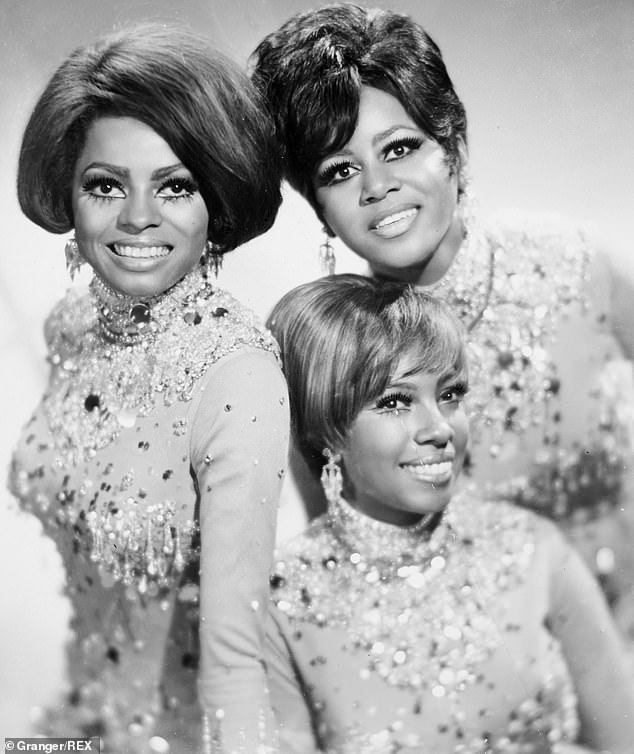 Trio: Motown's reigning female star Diana (left), as the queen bee of The Supremes;  she is pictured with her fellow Supremes Mary Wilson (center) and Florence Ballard (right)