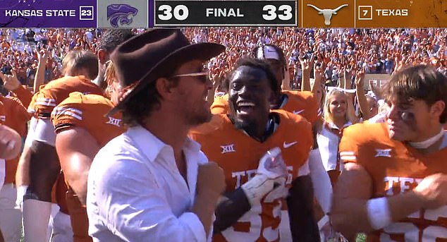 McConaughey even led a rendition of his famous Wolf of Wall Street chest bump while congratulating the winning side