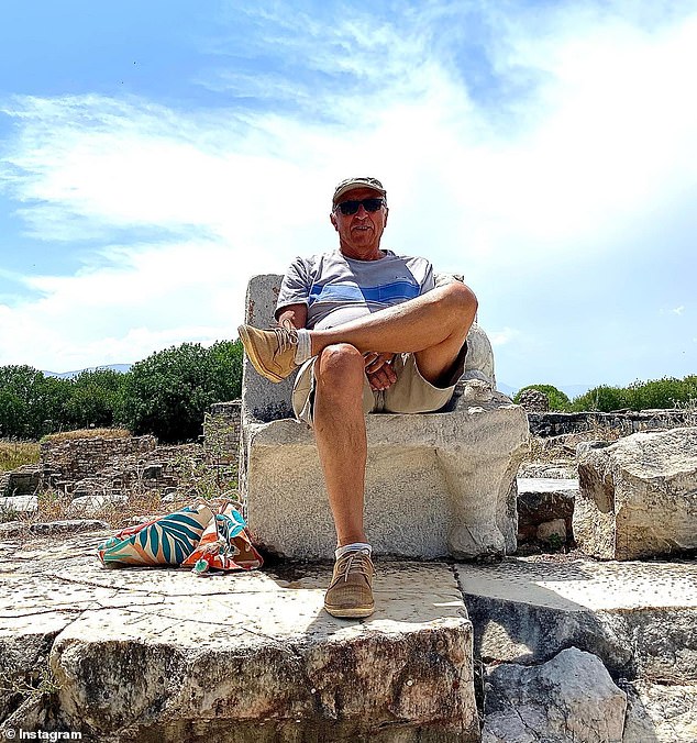 A June 2022 post showing Erden sitting regally atop a marble throne at the Aphrodisia archaeological site in Turkey, with his wife captioned: 