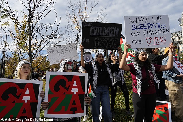 Protesters gathered at Freedom Plaza on Saturday for the march, which then circled the White House