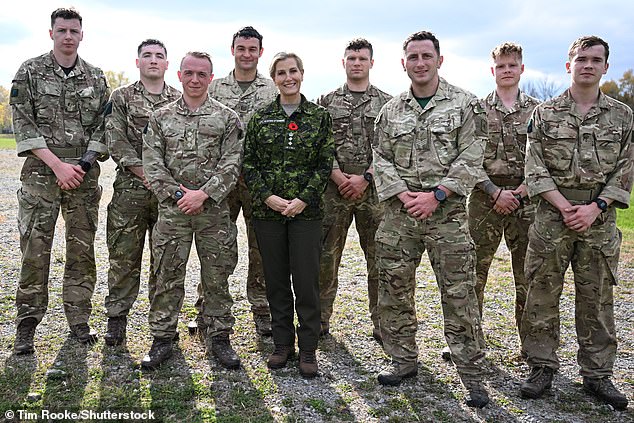 The mother of two was all smiles as she posed for photos as she visited the Lake Street Armory military barracks in St. Catharines.