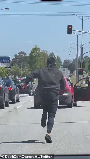 He then made an impressive sprint to try to reach his car before police reached him