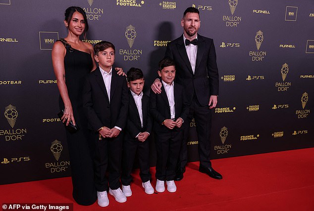 The four-time Champions League winner arrived at the event with his family