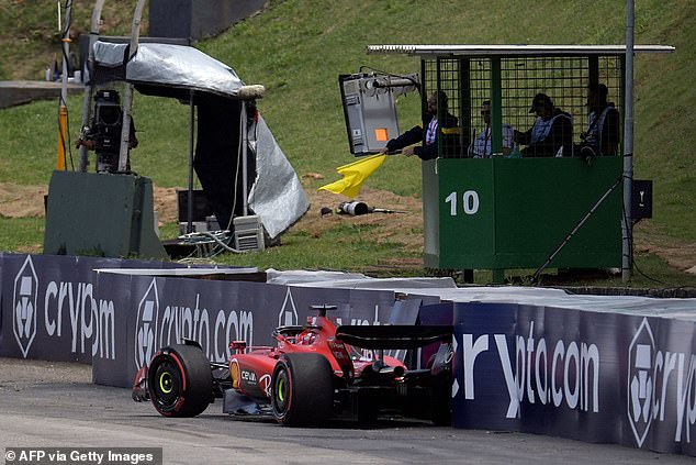 Leclerc lost control of the Ferrari going around the corner during the formation lap for the Brazilian Grand Prix