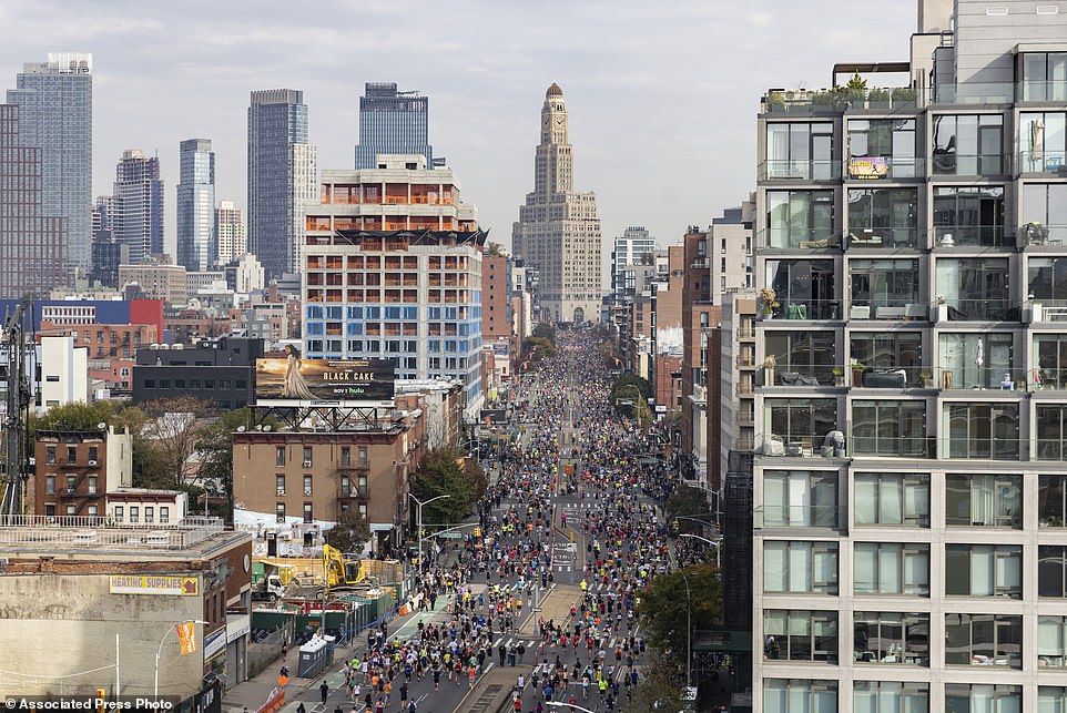 Runners make their way through Brooklyn early in the marathon as weather conditions (50s) were perfect for this year's race