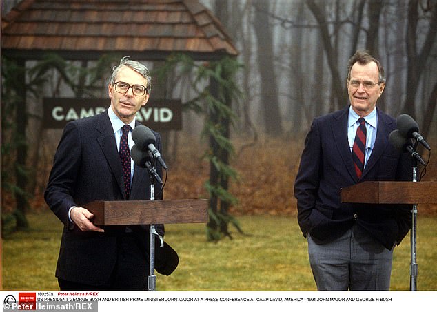 John Major and George HW Bush at Camp David in 1991. Bush ran for re-election the following year