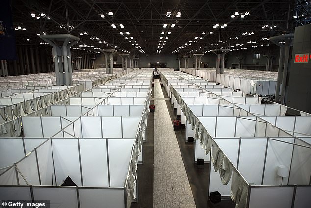 A temporary field hospital used by the Army Corps of Engineers during the first wave of coronavirus in the US