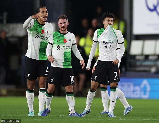 After scoring, Diaz showed off a shirt with a message saying his father should be released after he was kidnapped