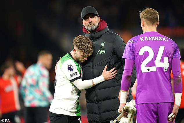 Klopp watched as his side struggled to break through Luton's defense for much of the match