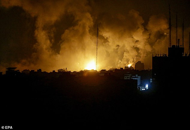 Smoke rises after Israeli airstrikes in the northern Gaza Strip