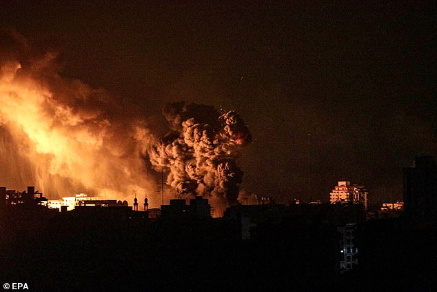 Smoke rises after Israeli airstrikes in the northern Gaza Strip