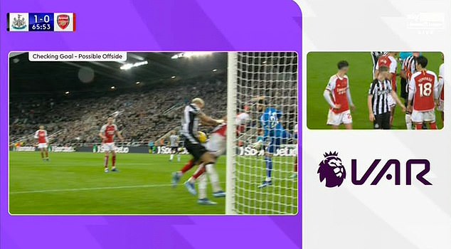 Joelinton clearly pushed Gabriel and Newcastle's goal should have been disallowed