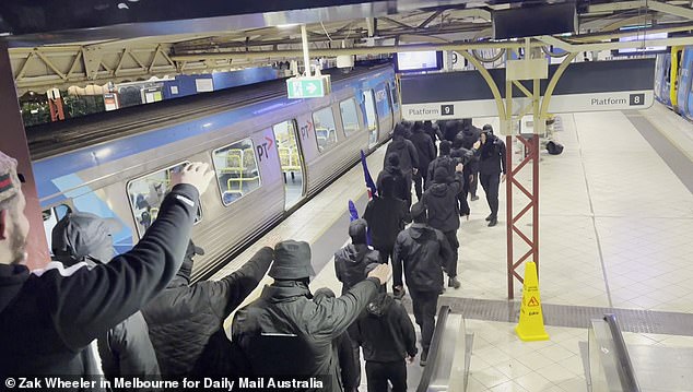Senator James Paterson was referring to Daily Mail Australia's disturbing revelation that a group of masked men and women performing banned Nazi salutes had stormed the popular Flinders Street train station in the early hours of October 14.