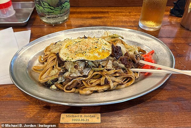 Yum!  One photo was of a stir-fry – possibly what he was cooking in the other photo – with a plaque with his name and a date in May