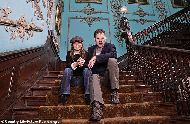 Charlie Courtenay, 19th Earl of Devon and Member of the House of Lords, pictured with his wife AJ Langer at Powderham Castle