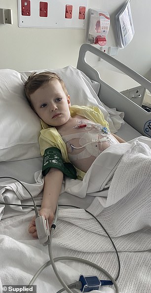 Nine days after Lachie was first taken to the doctor, the toddler had to undergo surgery to have a central line inserted prior to six months of chemotherapy.