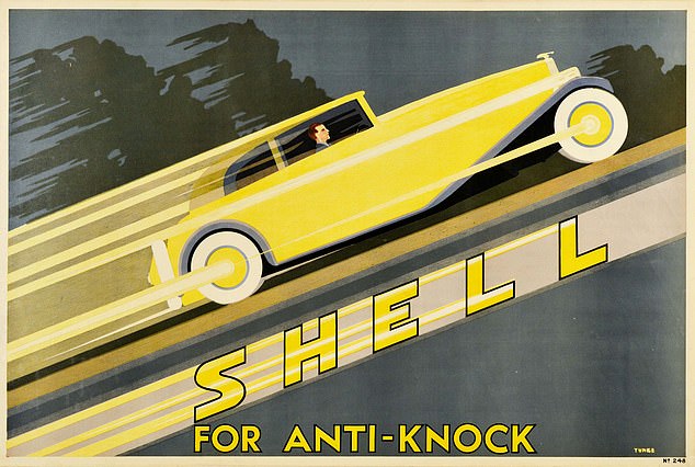 This poster from 1930 advertised the 'anti-knock' fuel from fuel manufacturer Shell.  A knocking noise - due to premature fuel ignition in the engine - was a common problem on early cars and aircraft