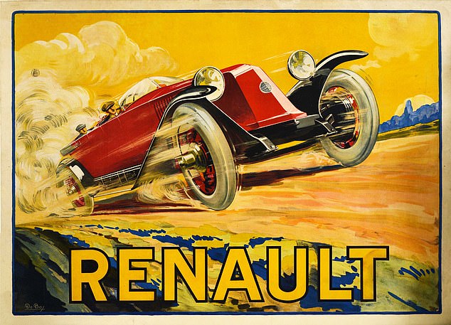 This poster from the 1920s advertised the automotive power of the French car company Renault