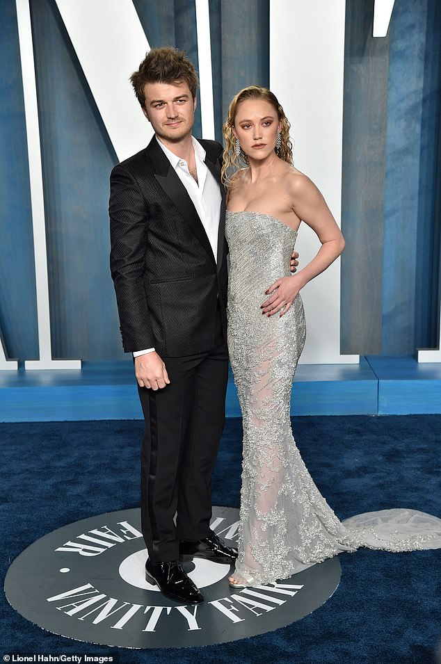 Her ex: Monroe previously had a four-year relationship with Stranger Things star Joe Keery (L), but they haven't been photographed together since the Vanity Fair Oscar Party in March 2022