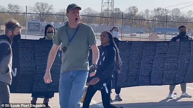 Protesters in Missouri held up signs reading 