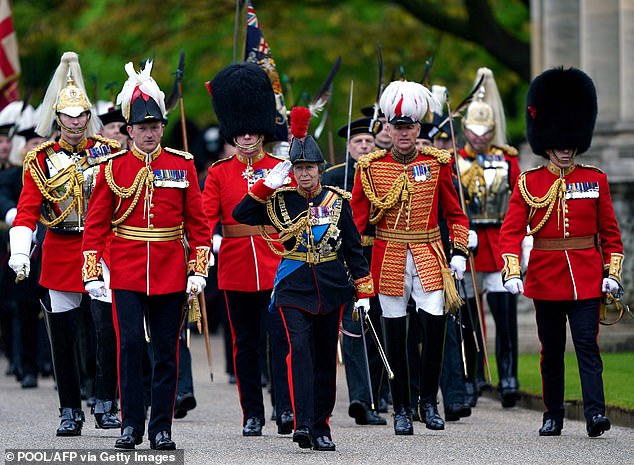 Upon arrival at Buckingham Palace after the coronation in May, the Princess Royal led a royal salute from members of the Household Cavalry
