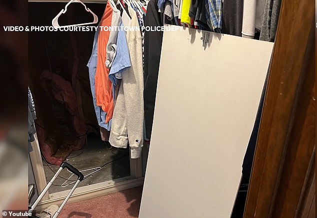 Bodycam footage showed Thompson moving boxes in the closet and a large shelf nailed to the wall blocking the child from entering the compartment