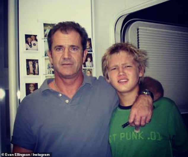 Then: Evan is seen with Mel Gibson in 2004 when he starred in the Hollywood icon's show Complete Savages