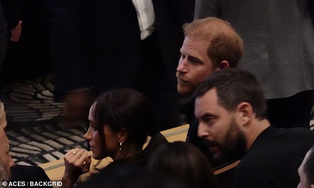 Meghan and Harry are seen ahead of the Perry concert.  It appears Harry and Meghan enjoy attending music concerts for their date nights, after the couple - parents to Prince Archie, four, and Princess Lilibet, two - were filmed at a Beyoncé performance