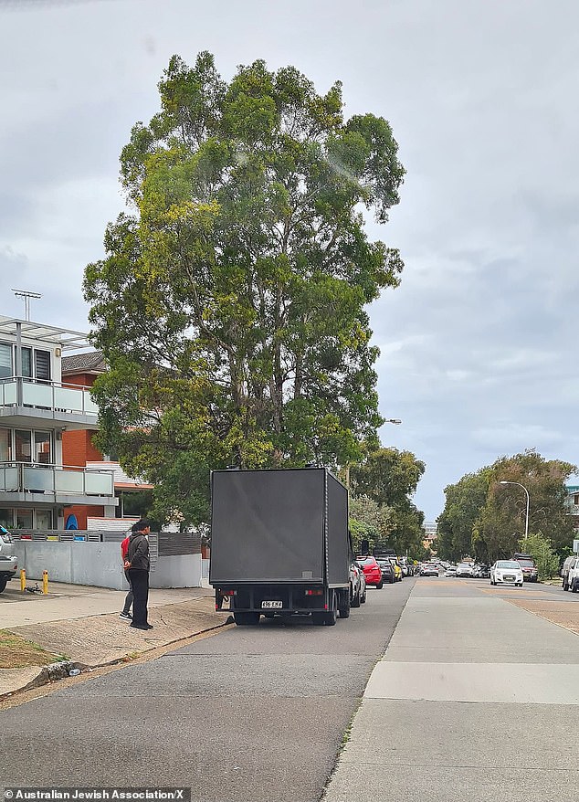 The mobile billboard was taken down after police warned that some people might be offended