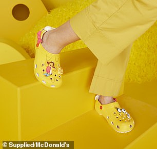 The collection is inspired by iconic McDonald's characters Grimace, Birdie and Hamburglar - with the fourth pair featuring a Macca's twist on a classic clog