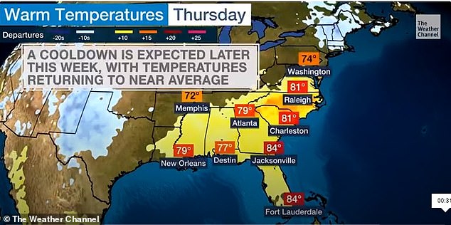 Cold air will move down from the west, bringing temperatures back to average levels by the end of the week