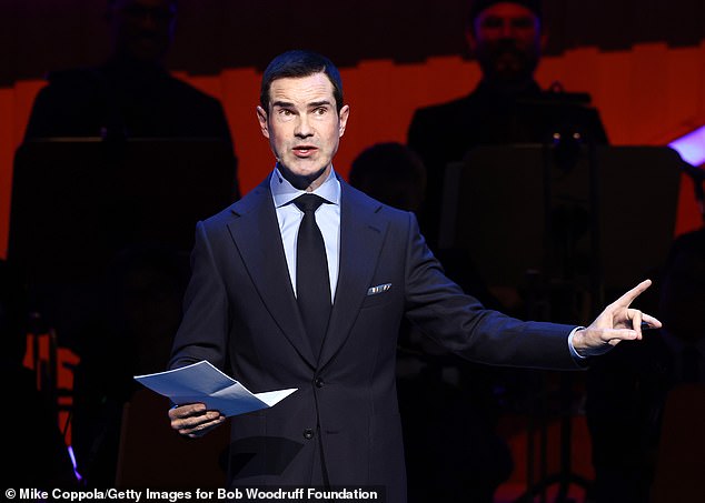 Jimmy Carr takes the stage last night at the Stand Up For Heroes event in New York