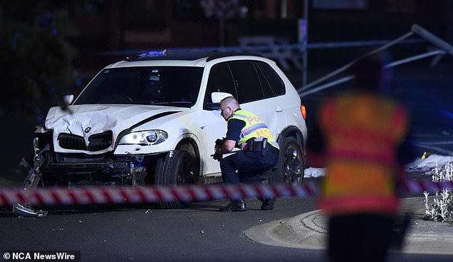 The 66-year-old driver of the white BMW X5 (pictured) remains in a Ballarat hospital and detectives have traveled from Melbourne in the hope of interviewing him on Wednesday.