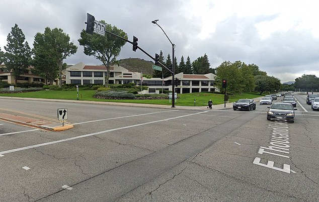 Sunday's incident occurred at the corner of Thousand Oaks Boulevard and Westlake Road (photo)