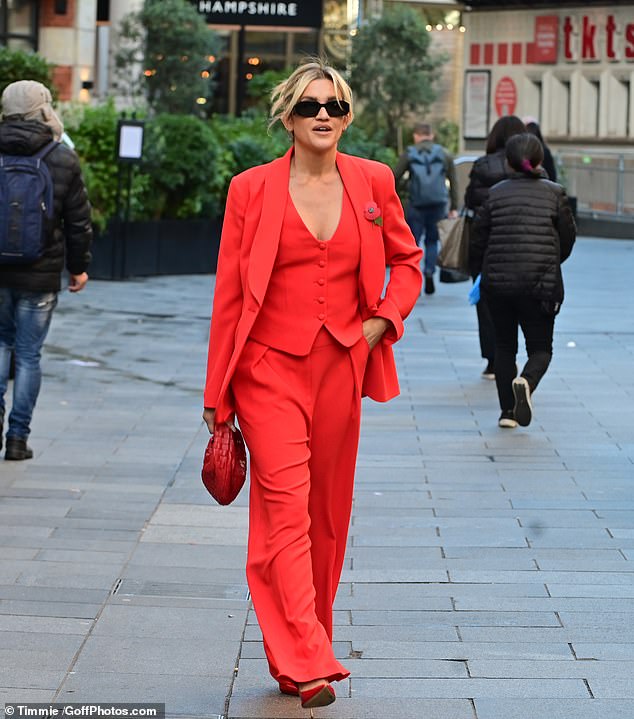 Fashion Icon: She looked in love as she stepped out in the color of love in a three-piece stylish suit