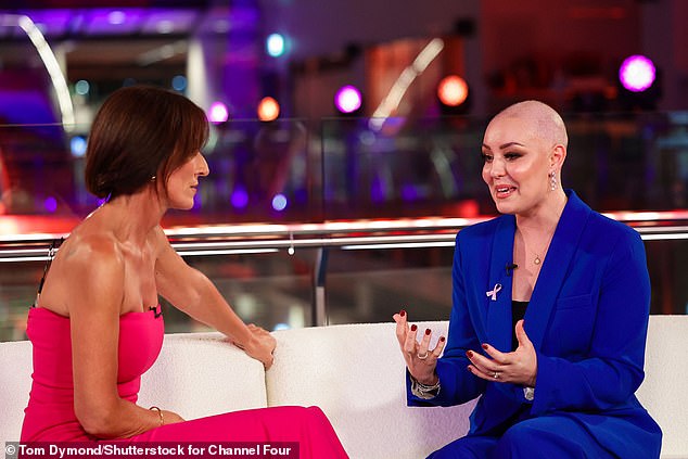 Difficult: She told presenter Davina McCall: 'I've had sepsis, blood clots, had to have hormone treatment and then been put into menopause'