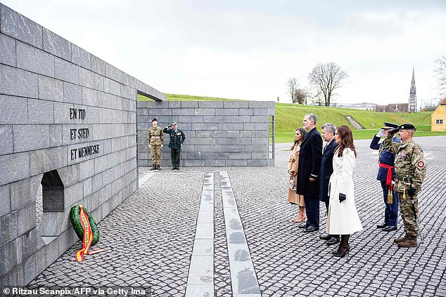 All four royals attended the wreath-laying ceremony at the monument to 'Denmark's International Effort Since 1948', created by Danish artist Finn Reinbothe